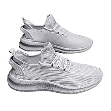 Imagem de Elonglin Tênis Esportivo Masculino Respirável Tênis de Malha Confortável Leve para Uso Diário Cinza 44