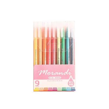 Imagem de 9 peças/caixa de canetas de mão coloridas vintage para estudantes rabiscarem e desenharem marcadores coloridos - Ice Peach Love Language (conjunto com 9 unidades)