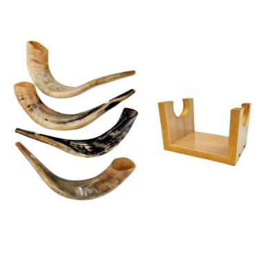 Imagem de Shofar De Chifre De Carneiro De Tocar + Suporte - De Israel