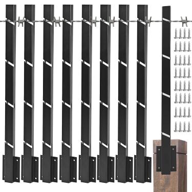 Imagem de GRELWT Pacote com 8 extensores de poste de cerca, braço estendido de arame farpado de 6 m, para cercas externas para aumentar a altura, proteger a privacidade e animais de estimação pulando da parede