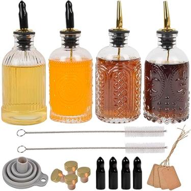 Imagem de ChezMax Conjunto de 4 frascos dispensadores de xarope, garrafas de xarope simples para acessórios de barra de café, recipientes de xarope de café de vidro de 200 ml para óleo de xarope de mel de