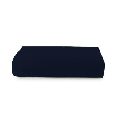 Imagem de Lençol Avulso Superior Solteiro sem Elástico Sobre Lençol Percal 400 Fios Antiácaro, Anti-pilling com Toque Extra Macio (Azul Marinho, Solteiro)