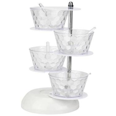 Imagem de Porta Condimentos Giratório 4 Potes de Acrílico 12,5x22cm - Clink