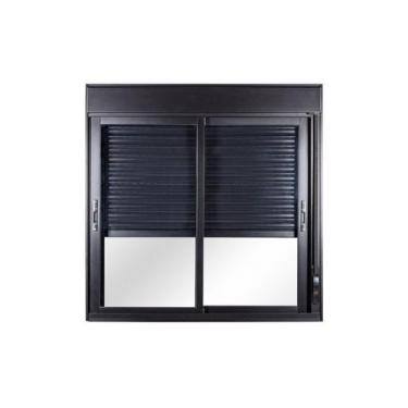 Imagem de Janela de Alumínio de Correr Persiana Manual 100x150x12cm 2 Folhas Móv