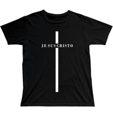 Imagem de Camiseta Algodão Gospel Jesus Cristão Estilo Evangélico Cruz Frase - P