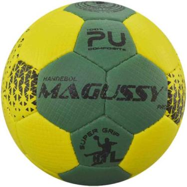 Imagem de Bola Magussy Handebol Profissional PU Super Grip H1L, Único, Amarelo, 