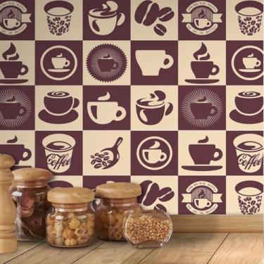 Imagem de Papel De Parede Ladrilho Azulejo Cozinha Café - PAPEL E PAREDE ADESIVO