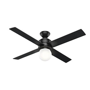 Imagem de Ventilador de teto interno Hunter Hepburn com luz LED e controle de parede, 132 cm, preto fosco