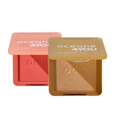 Imagem de Kit Océane 4you Shimmer Highlighter Gold Iluminador e Brink Peach Blus