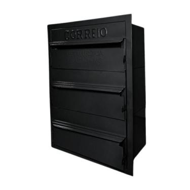 Imagem de Caixa de Correios Cinza 3 Módulos Tamanho 15x25x36cm em Aço - Nossa Ka