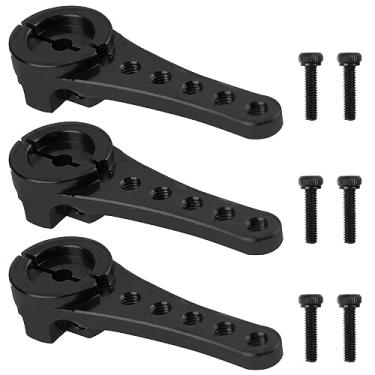 Imagem de Vgoohobby 3Pack Aluminum 25T Servo Horn Long Steering Servo Arm Compatible with Futaba Savox Power HD Xcore 1/8 1/10 TRX4 SCX10 RC Crawler (Black)