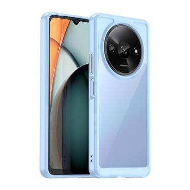 Imagem de GTBDEKI Capa transparente para Redmi A3, Poco C61 2312BPC51H com protetor de tela HD, policarbonato rígido transparente à prova de choque + capa protetora de TPU para Xiaomi Redmi A3 azul cristal