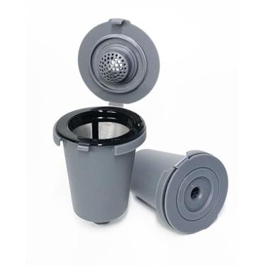 Imagem de PALICO P Café – Copo de filtro reutilizável, filtro de malha de aço inoxidável, chuveiro de água de design especial, copos de filtro duráveis, cafeteira com acessórios de café, cinza (pacote com 2)