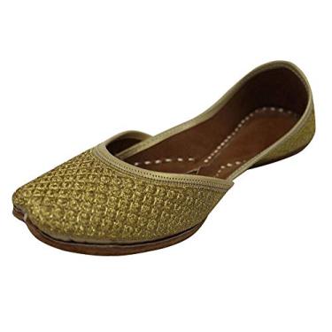 Imagem de Stop n Style Punjabi Jutti Mojari Online Punjabi Tênis feminino étnico Punjabi Jutti, Dourado, 39