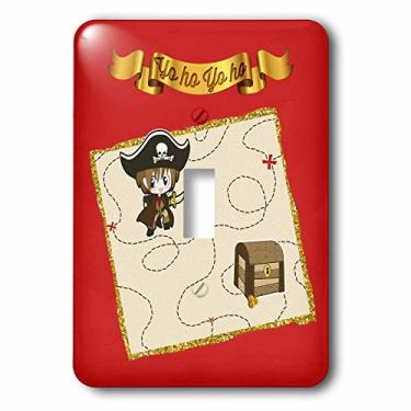 Imagem de 3dRose lsp_212215_1 Yo Ho Gold Banner, Menino Pirata com Espada e Tesouro no Mapa, Interruptor único
