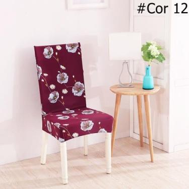 Imagem de Kit 4 Capas de Cadeira Spandex Mesa Sala de Jantar, Estampada, tamanho