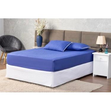 Imagem de Protetor de Colchão Impermeável com Matelassé Ultrassônico (Azul, King)