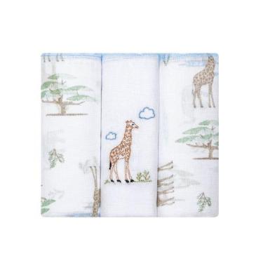 Imagem de Kit 3 Fraldas Papi 63x63cm com Ponto Elize África, Azul Claro, Único