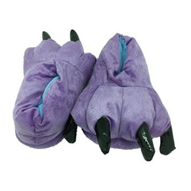 Imagem de MizHome Pantufas unissex macias com garra de pata para casa, Roxa, Medium