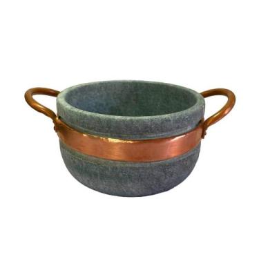 Imagem de Cumbuca Alça de Cobre Pedra Sabão Tigela Caldo Sopa 500ml - Industria 