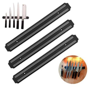 Imagem de Kit Barra Magnética Suporte Facas Ferramentas Cozinha 33cm 3 UNI - Kit