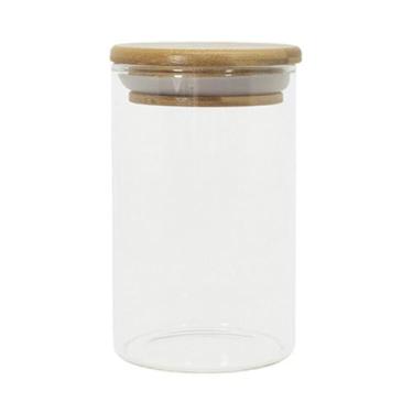 Imagem de Pote de Vidro com Tampa de Bambu Oikos 250ML Hermético Redondo