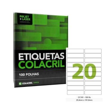 Imagem de Etiqueta Carta 25,4x101,6mm c/100F cc 181 (20 etiq p/ folha) - colacri
