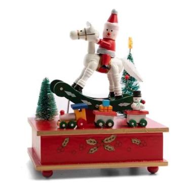 Imagem de Caixa de Música do Papai Noel com Cavalinho em Madeira - HOME