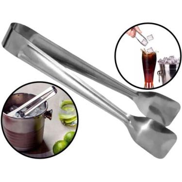 Imagem de Pegador De Gelo Frutas Para Drink Bebidas Multiuso Aço Inox 18cm Clink
