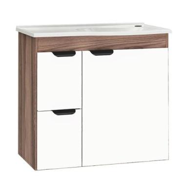 Imagem de Gabinete Para Banheiro Com Pia Margarida Cozimax Tamarindo/Branco