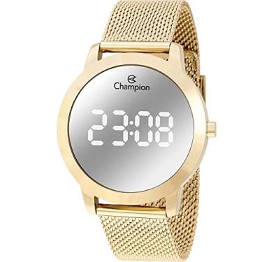 Imagem de Relógio Feminino Champion Digital Espelhado Pulseira Mesh + Kit Colar e brincos CH40106B