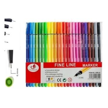 Imagem de Kit 24 Cores Caneta Hidrográfica Fineliner Ponta Fina 0.4mm - Fengzhen