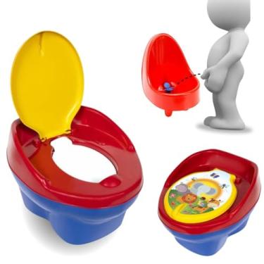 Imagem de Troninho Infantil 3 em 1 com Mictório, Tampa Removível, Desenho Safari, Azul (Vermelho 1)