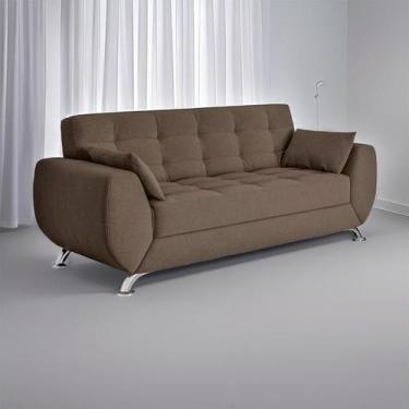 Imagem de Sofá 3 Lugares Megan Suede Castanho - Mobly