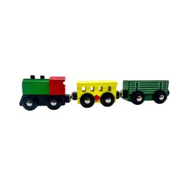 Imagem de Trem Trenzinho Madeira Vagões Colorido Montessori - Dony Toys, Aventur