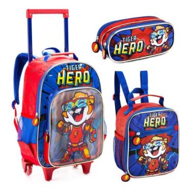 Imagem de Kit Mochila + Lancheira e Estojo Infantil Tigre Escolar - Denlex