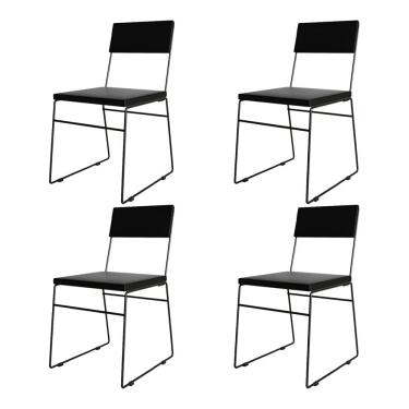 Imagem de Kit 4 Cadeiras de Jantar Málaga Assento Corino Preto