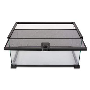 Imagem de REPTI ZOO 10 galões réptil regata vidro gaiolas naturais terrário 20 " x 12 " x 10 " deslizante tela superior para répteis hamster porco pequeno animais