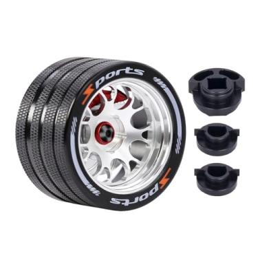 Imagem de Aluminum RC Hand Wheel Remote Control Steering Wheel Replacement Accessory RC Handwheel for Spektrum Futaba Flysky SANWA NB4 7PX X9 Transmitter Upgrade Accessories (Silver Style 3)