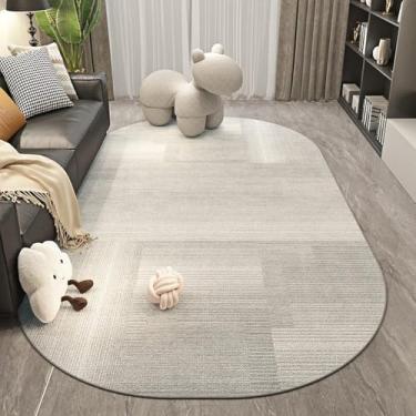 Imagem de Tapete cinza claro oval, arte moderna para sala de estar, tapetes decorativos, fácil de limpar, tapete decorativo para quarto, tapetes de varanda, YHT036,2,D,300x400CM