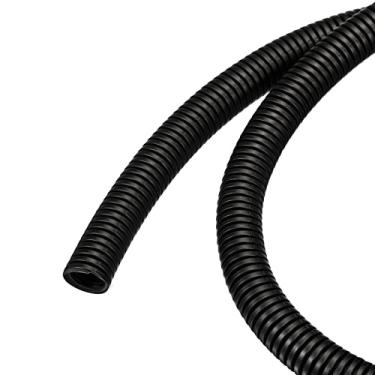 Imagem de Rebower Capa flexível de fio dividido resistente ao calor para conduíte corrugado, para [protetor de cabo de escritório, cabo elétrico] - 1,5 cm x 30,5 cm x 1,6 m, preto