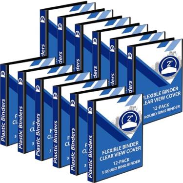 Imagem de Fulmoon 12 peças de fichário com 3 argolas com vista econômica, 30,5 x 24,8 cm, fichário redondo de plástico com bolsos para reuniões em casa, escritório, escola (preto, 5 cm)