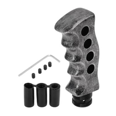 Imagem de TUCKBOLD Manípulo de mudança de carro 12,5 x 5 cm durável | Maçaneta de câmbio frontal universal para veículo automático e manual tom de titânio acrílico com 3 adaptadores 1 conjunto