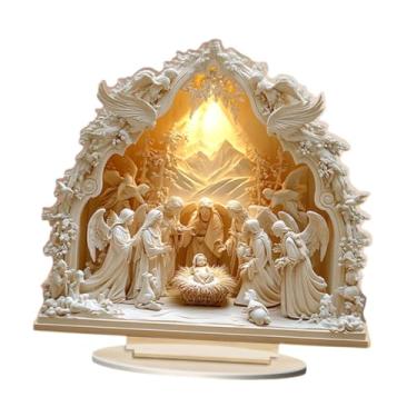 Imagem de WeiLaiKeQi Natal presépio estatueta mesa sinal peça central figura ornamento família sagrada 2d plana estátua de acrílico para festa prateleira