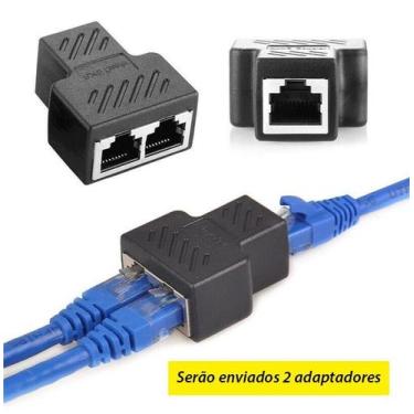 Imagem de Adaptador Duplicador Rj45 Fêmea Preto (2 Unidades) - Xtrad