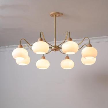 Imagem de DKRCPFNT Lustre Sputnik de vidro redondo delicado moderno ajustável E26 luz pendente vintage metal dourado para cozinha ilha sala de jantar pia bar