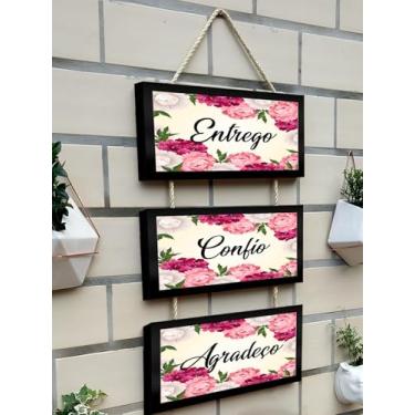 Imagem de Kit 3 Quadros Decorativos com Molduras Pretas e Cordas, Frases Inspiradoras em Português (Entrego 1)