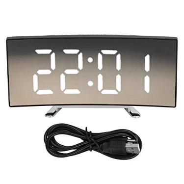 Imagem de Despertador Digital LED Com Espelho, Carregamento USB, Display de Número Branco para Estudo, Escritório, Quarto, Sala de Estar, Relógio de Mesa, Design de Mini Espelho (fonte
