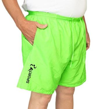 Imagem de Bermuda Short Praia Masculino Plus Size Tactel Cós Elástico Cordão Aca