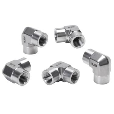 Imagem de DERPIPE Cotovelo de rua de 90 graus - NPT fêmea de 3/20.3 cm para NPT fêmea de aço inoxidável 304 encaixe de tubo adaptador de cotovelo forjado Barstock Street para serviço pesado (pacote com 5)